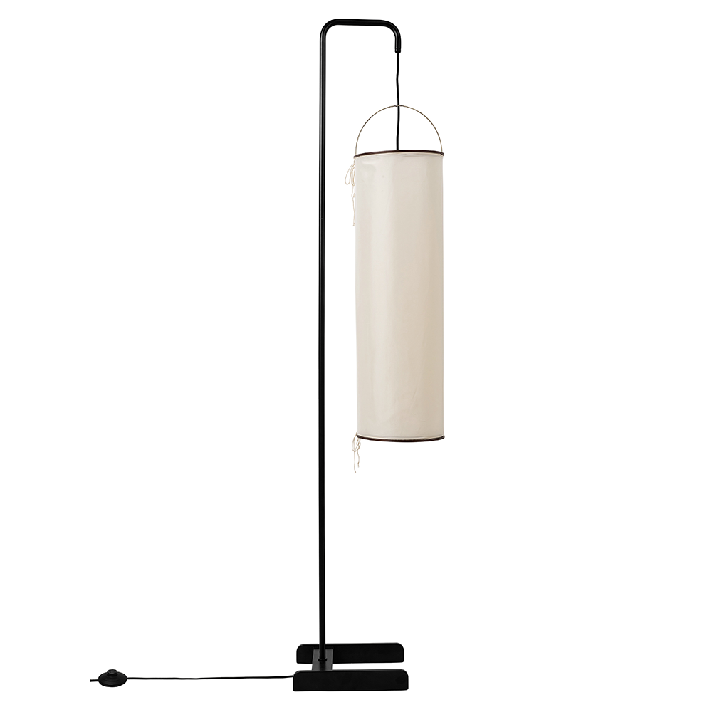 10151176_FRT_Lantern Floor Lamp_Black Semi Matt_Natural Silk